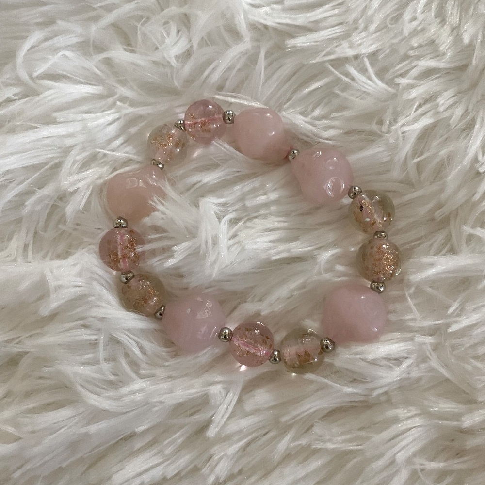Healing rose quartz bead bracelet
